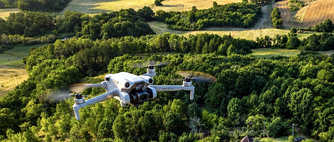 Vue aérienne de champs, de haies et de bois dans le Nord de la France